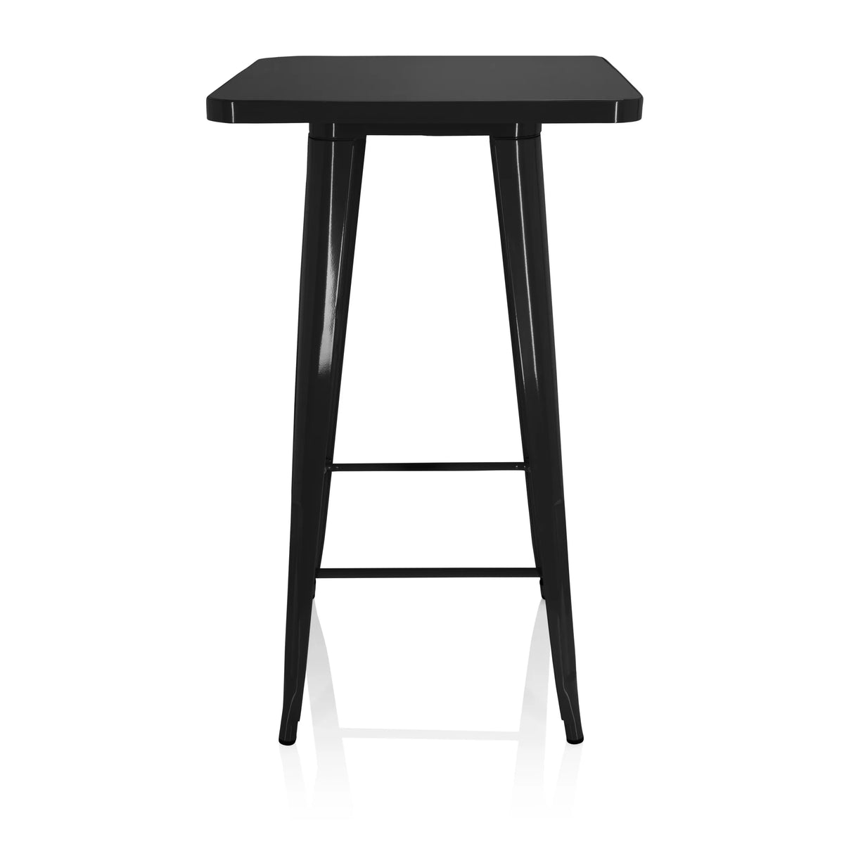 Svart Bardisk VANTAGGIO HIGH T med kvadratisk skiva och två tvärslåar från hjh OFFICE – 360-gradersvy (framifrån 0°)