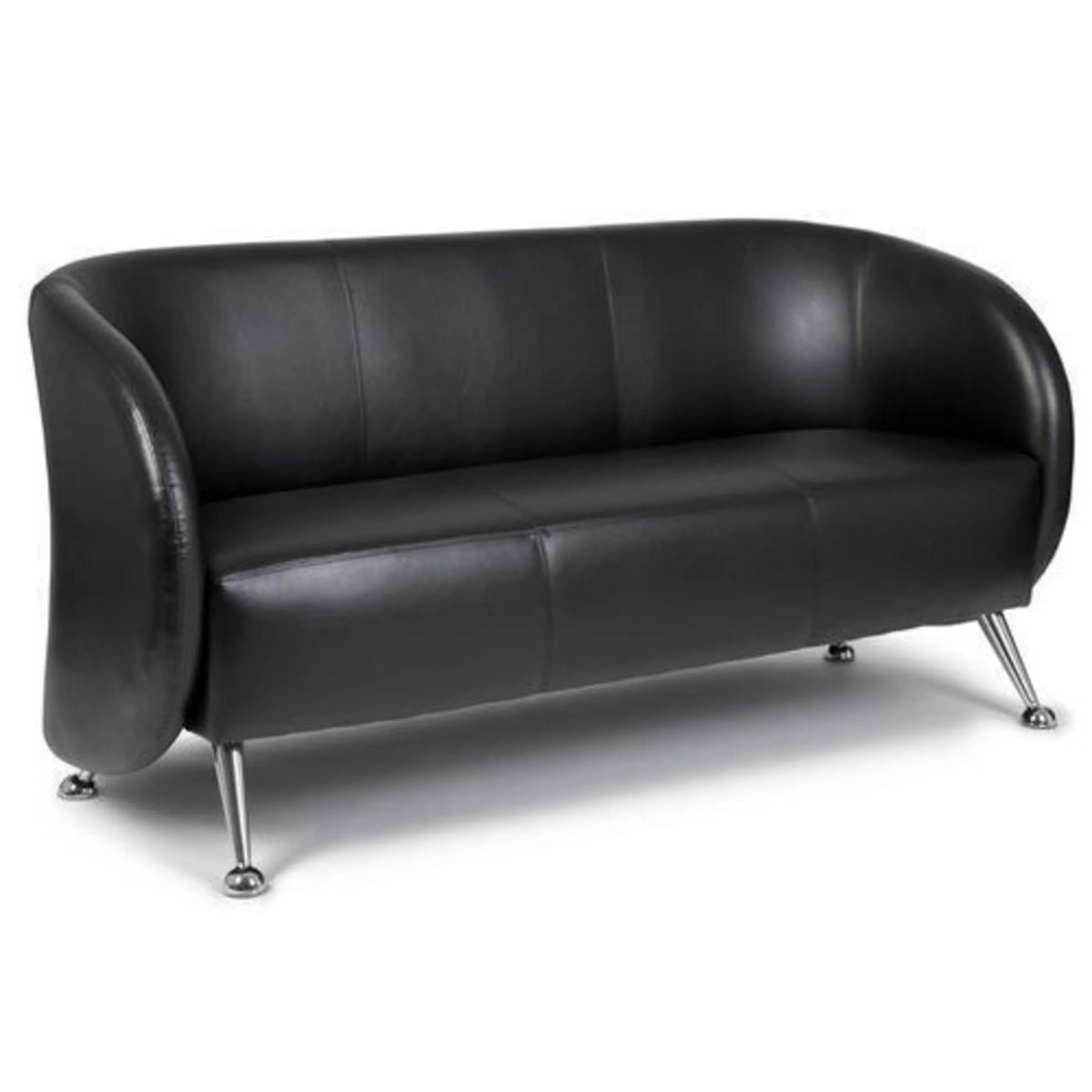 Svart loungesoffa ST. LUCIA som tresitssoffa med blanka metallfötter från hjh OFFICE