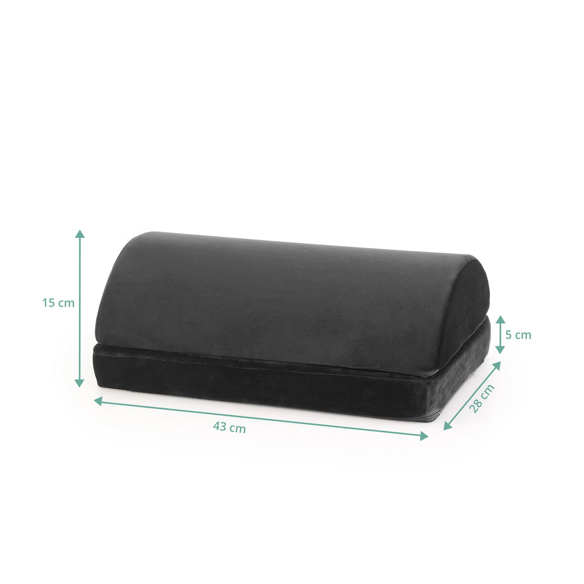 Måttvy av Fotstöd Podi Velvet 1 i svart med 43 × 28 cm från hjh OFFICE