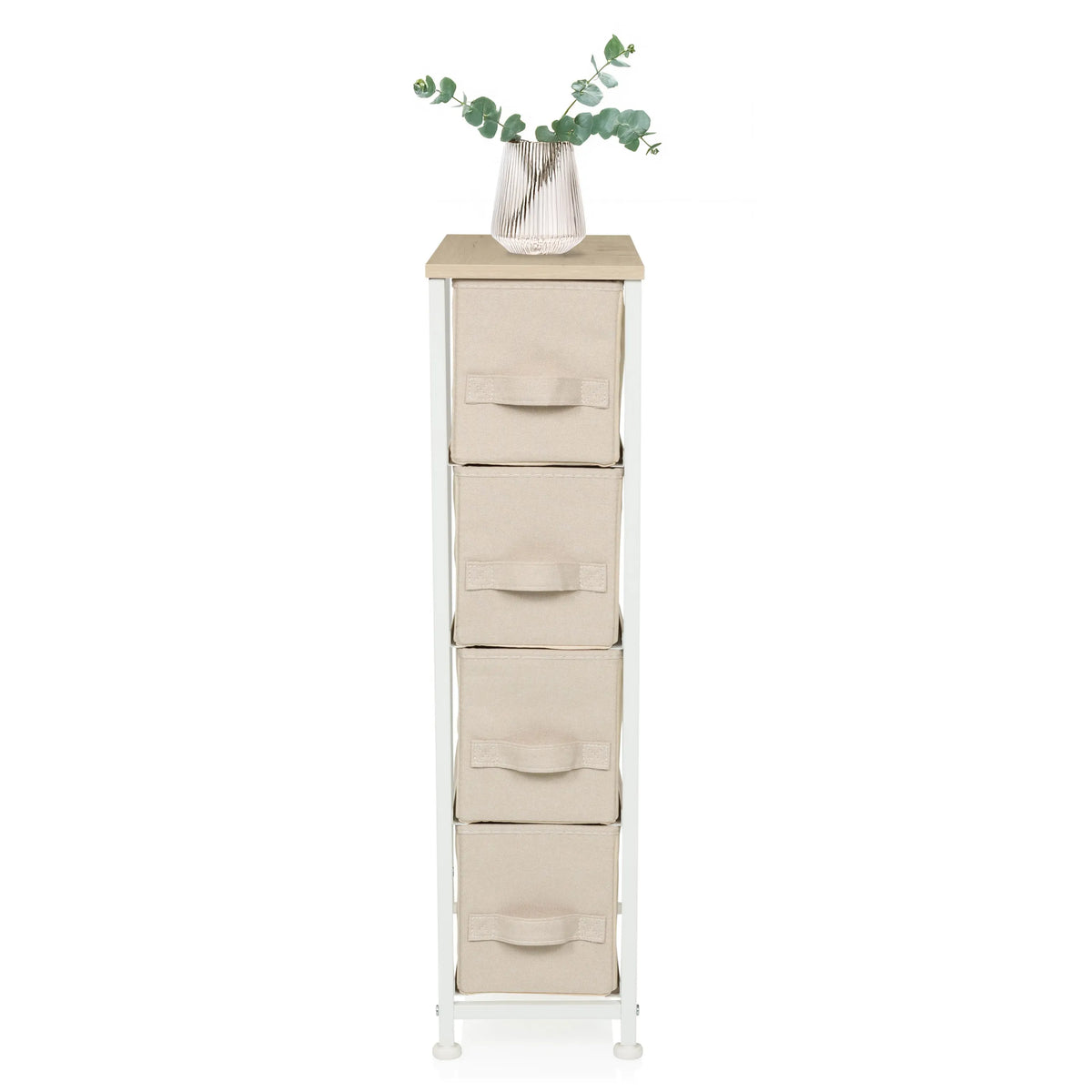 Byrå FOLDRESS S i beige med fyra tyglådor och en ljus avställningsyta från hjh LIVING