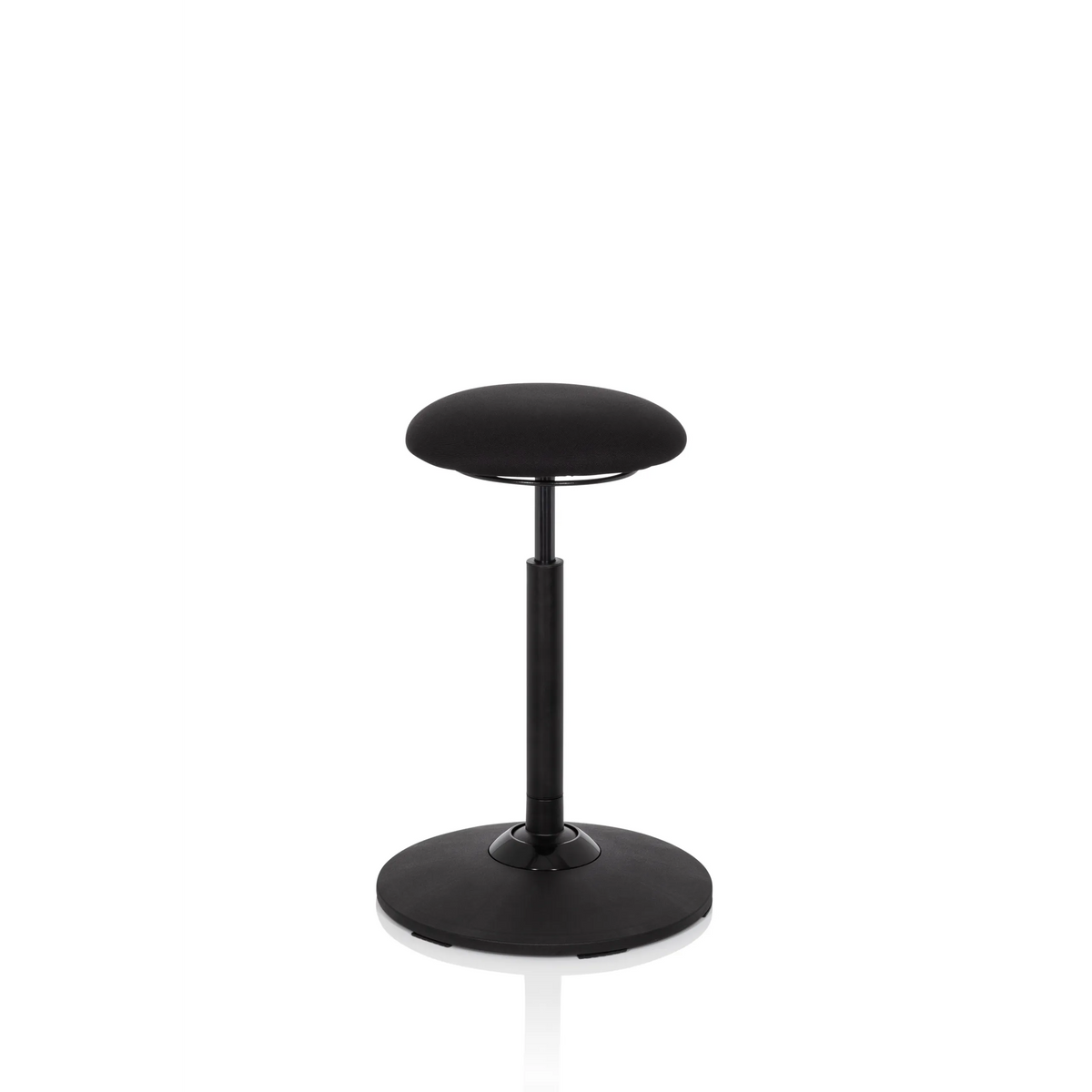 Svart ståstol BALANCE SIT med rund sits och cirkelformad fot från hjh OFFICE – 360-gradersvy (framifrån 20°)