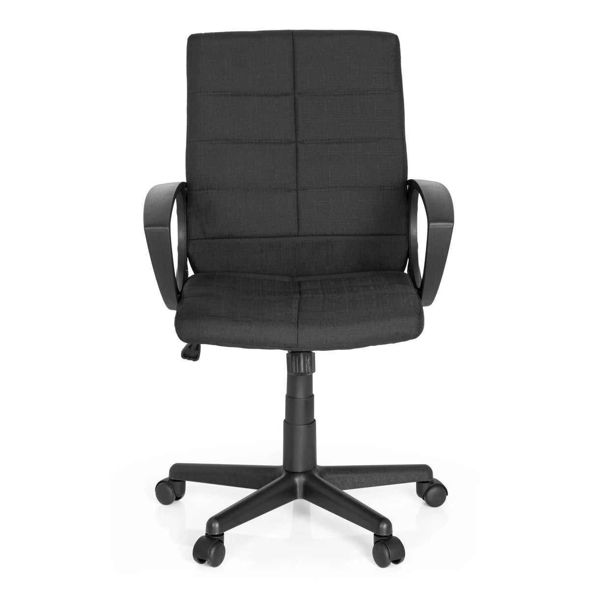 Svart Home Office kontorsstol STAR-TEC CL300 med armstöd och femhjulig stjärnfot från MyBuero – 360-gradersvy (framifrån 0°)