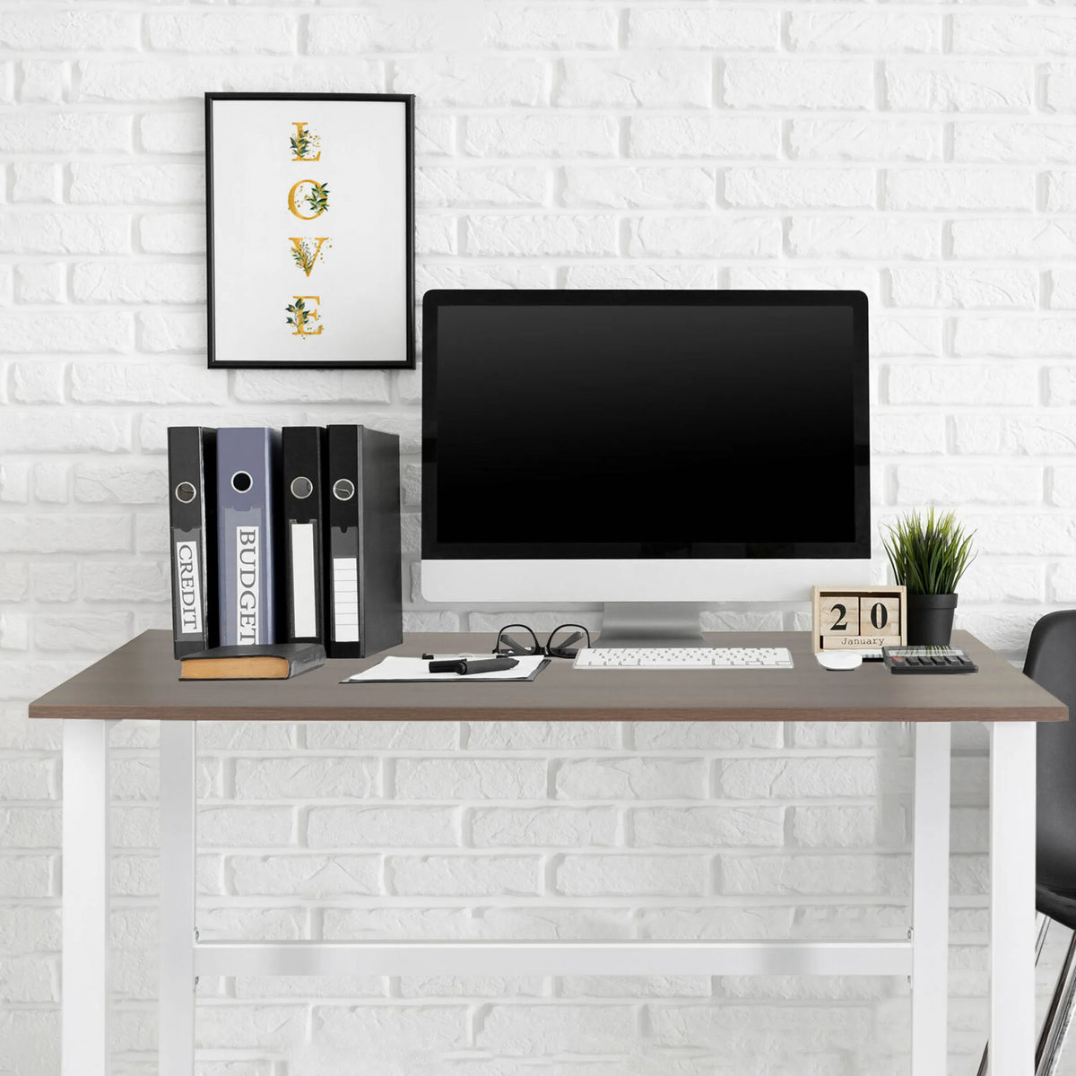 Skrivbord WORKSPACE LIGHT I i valnöt och vit, 120 × 60 cm från hjh OFFICE