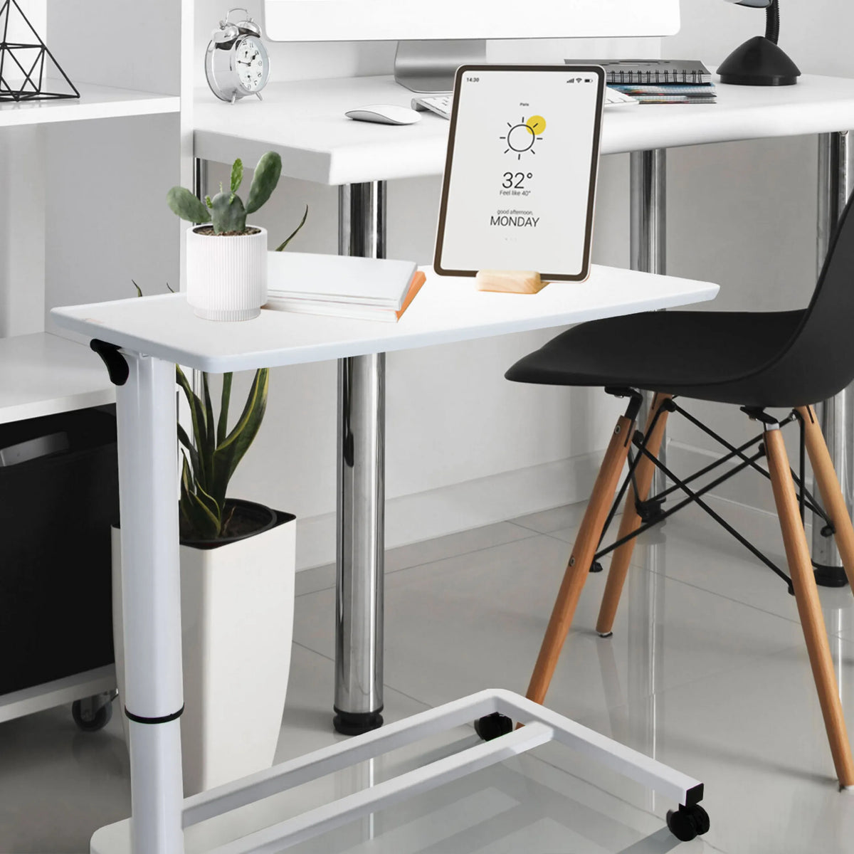 Vit bordsskiva till STAND II Ståskrivbord med justerbart ben och hjul från hjh OFFICE