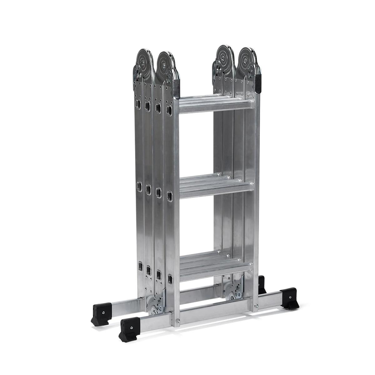 Silverfärgad fällbar stege SOLID W3 i aluminium med tolv steg från hjh OFFICE – 360-gradersvy (framifrån 0°)