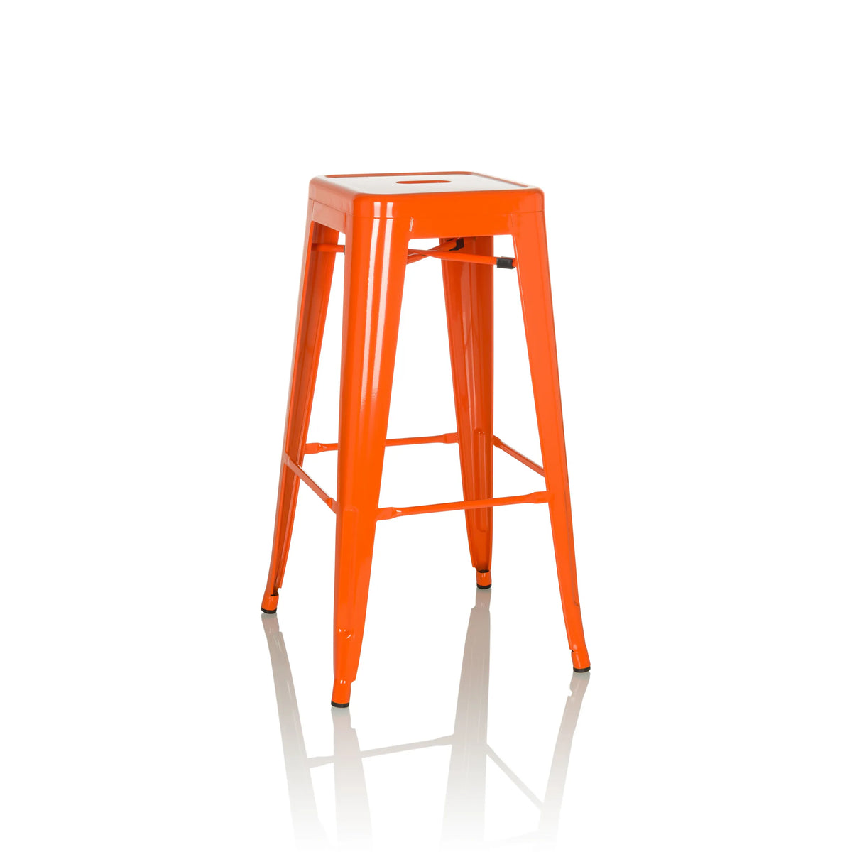 Orange Barstol VANTAGGIO HIGH med fyra ben och integrerade fotstöd från hjh OFFICE – 360-gradersvy (framifrån 15°)