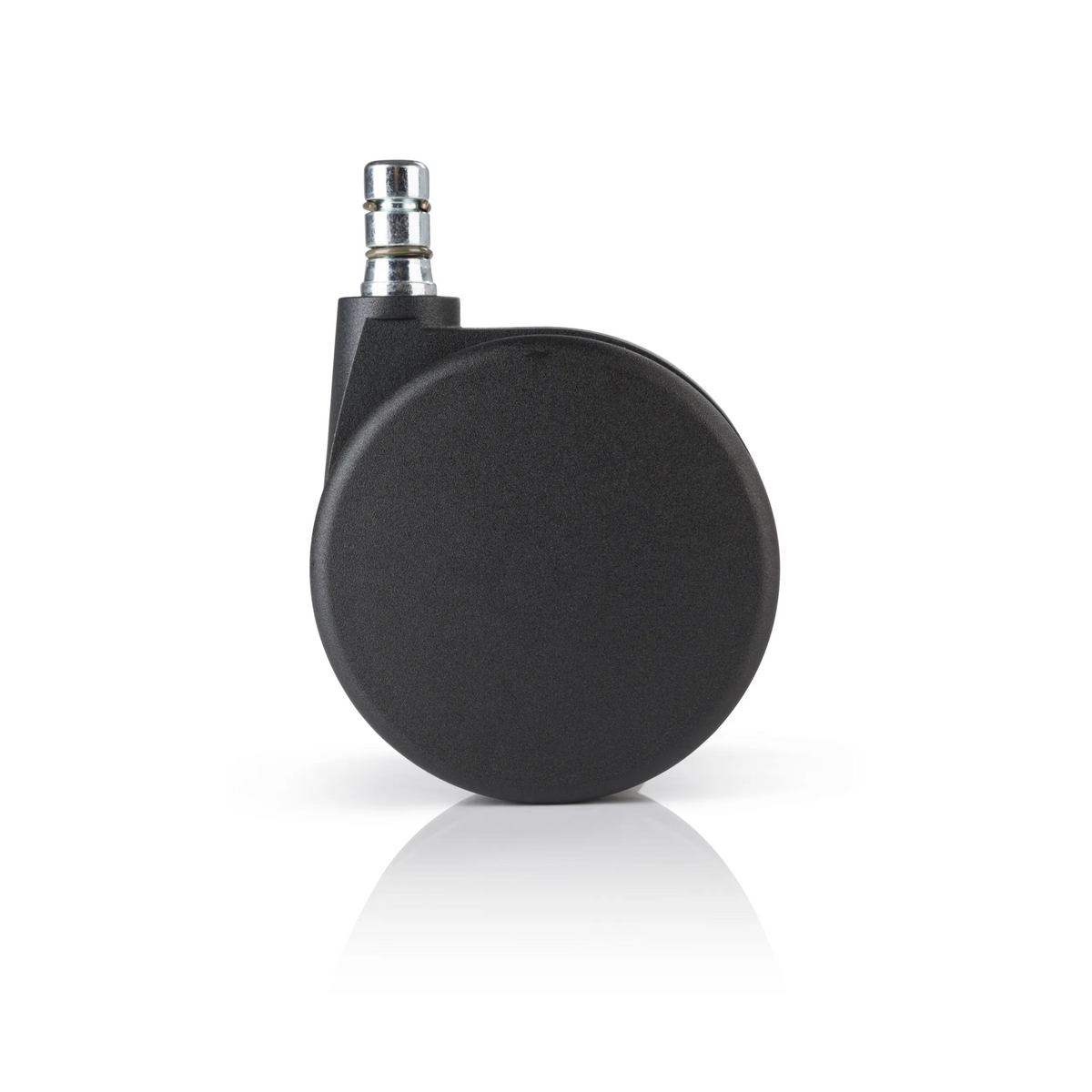 Svarta hjul 5x ROLO No-Noise 11mm/75mm för mattgolv med metallstift från hjh OFFICE – 360-gradersvy (bakifrån 180°)