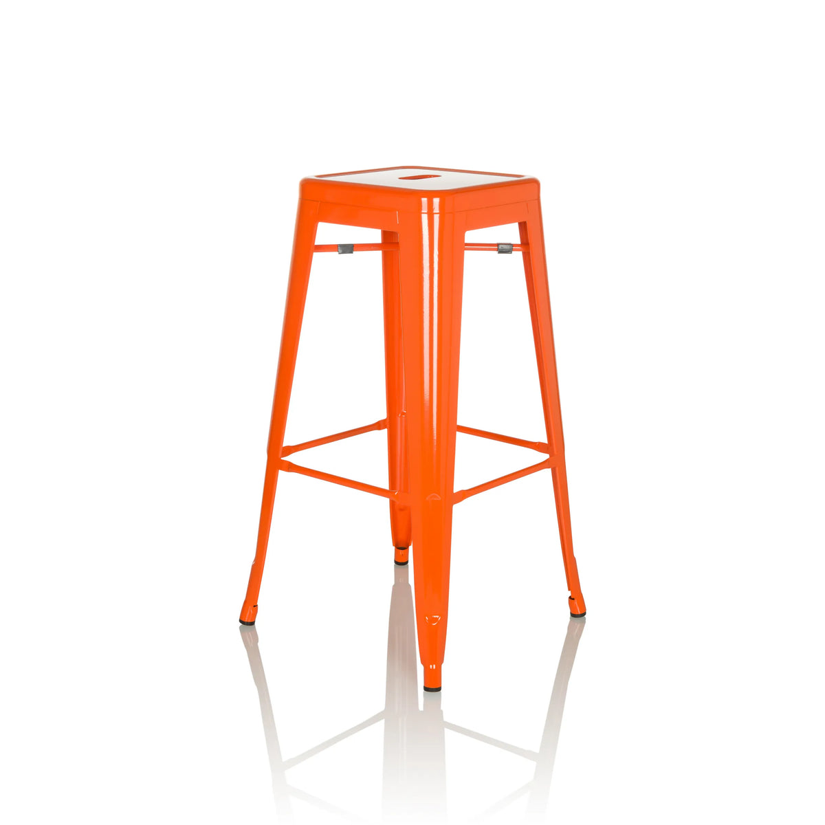 Orange Barstol VANTAGGIO HIGH med fyra ben och integrerade fotstöd från hjh OFFICE – 360-gradersvy (snett framifrån 45°)