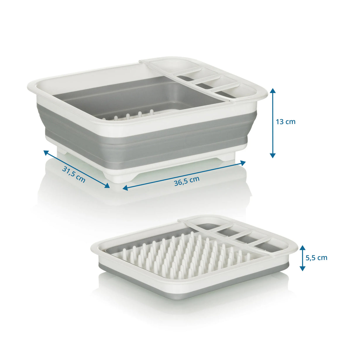 Måttvy av den Fällbar behållare CLEAN SIL med 36,5 × 31,5 cm och en höjd på 13 cm från hjh OFFICE
