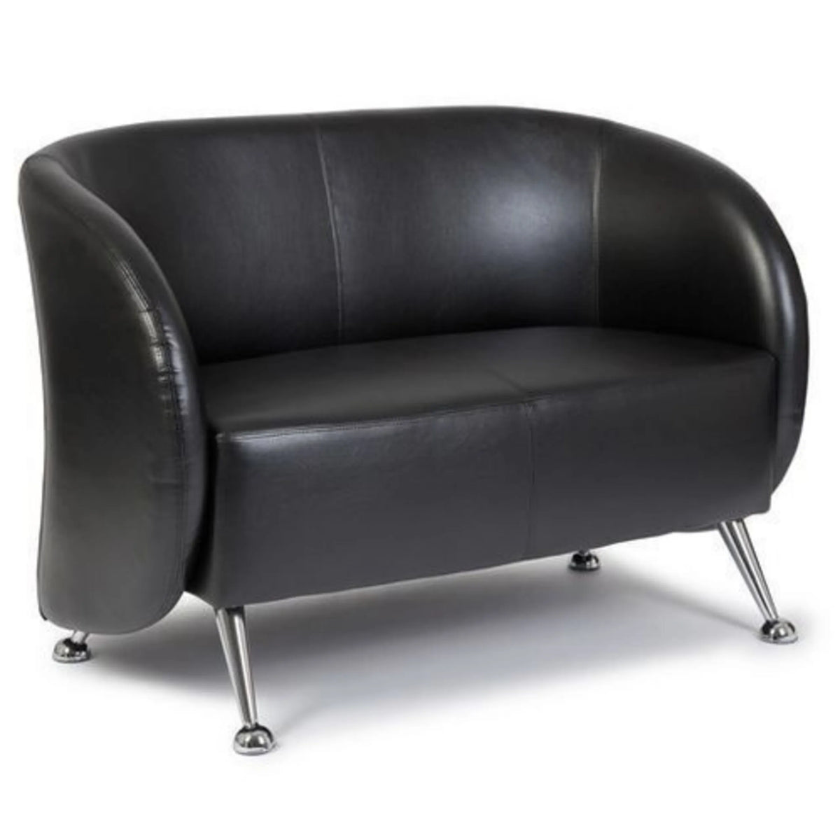 Svart loungesoffa ST. LUCIA som tvåsitssoffa med blanka metallfötter från hjh OFFICE