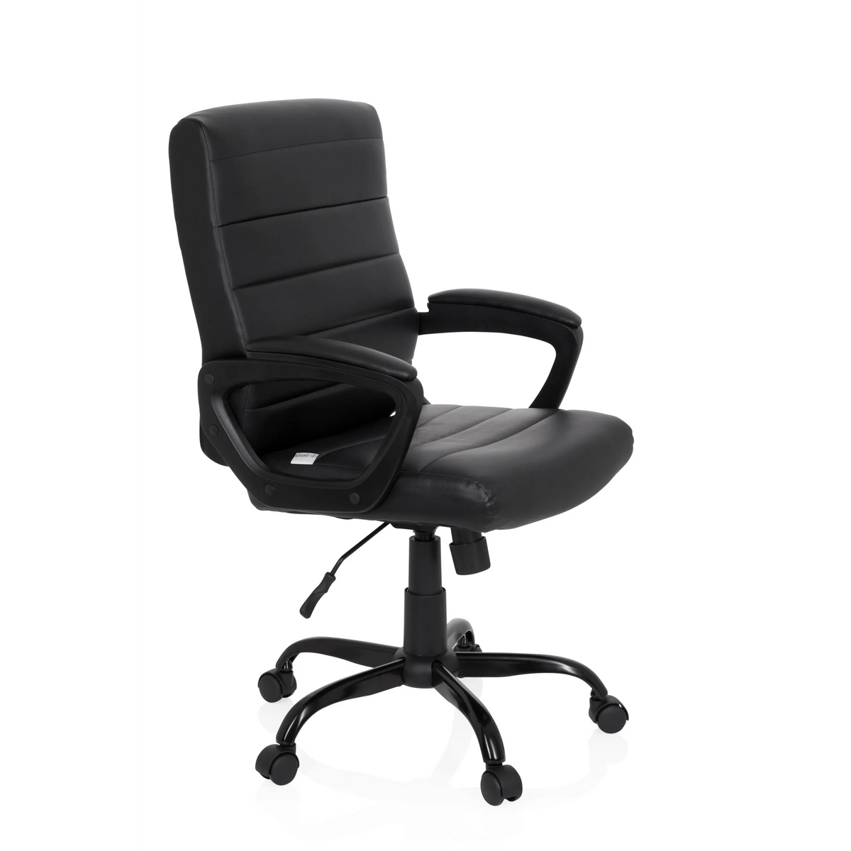 Svart Home Office chefsfåtölj ERGOSMOOTH BIG med quiltad klädsel och femhjulig bas från hjh OFFICE – 360-gradersvy (snett framifrån 60°)