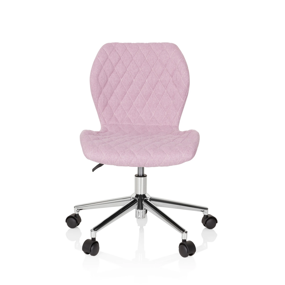 Rosa Snurrstol för barn JOY II med quiltad look och femhjulig stjärnfot från hjh OFFICE – 360-gradersvy (framifrån 0°)