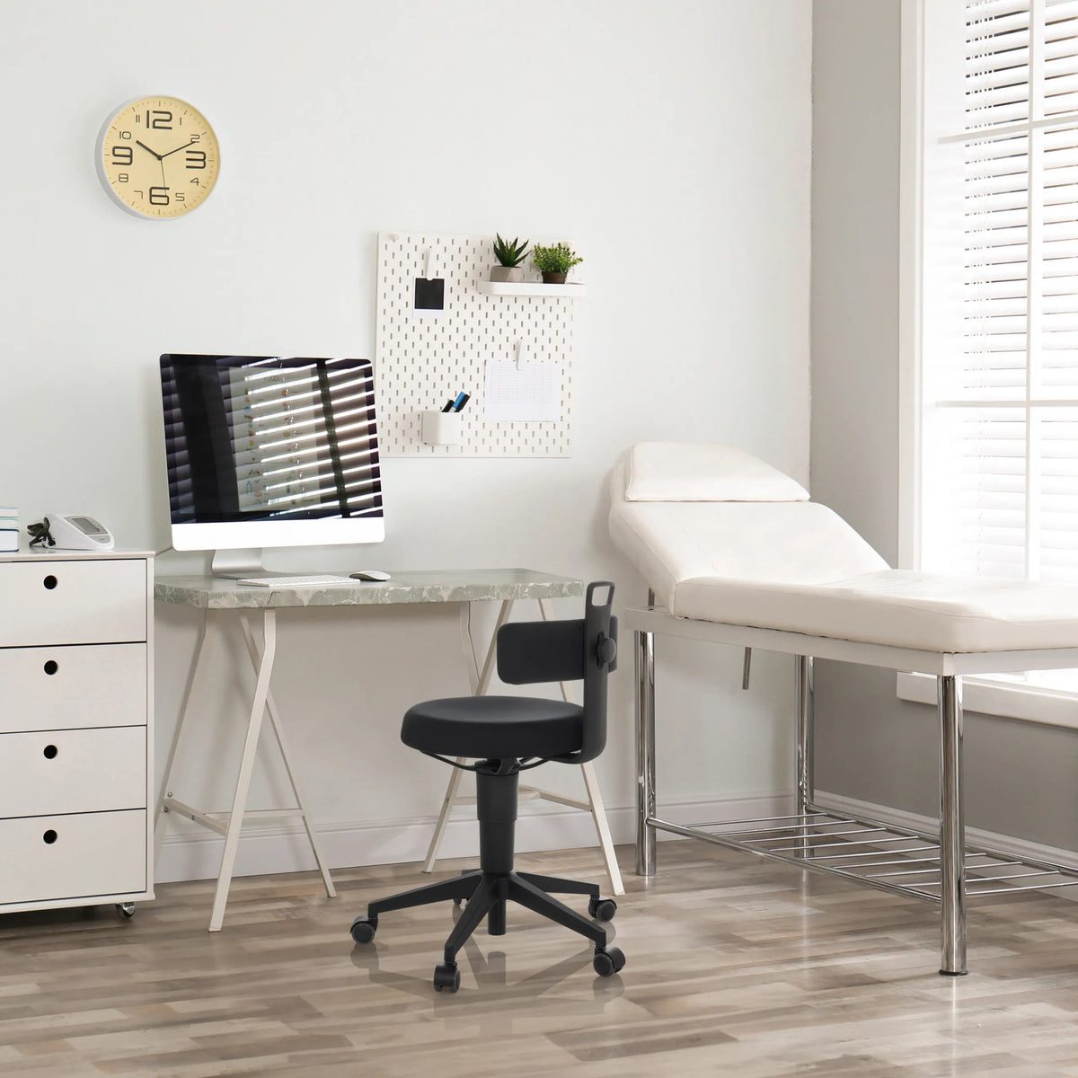 Svart Svängbar stol TOP WORK FLEX med tygbeklädnad, ryggstöd och hjul från hjh OFFICE
