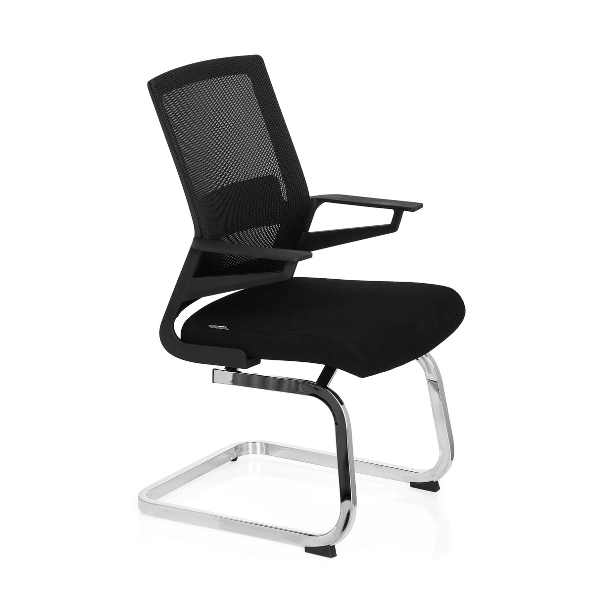 Svart Fjädrande stol INVENTOR V med nätrygg, armstöd och medunderrede från hjh OFFICE – 360-gradersvy (snett framifrån 60°)