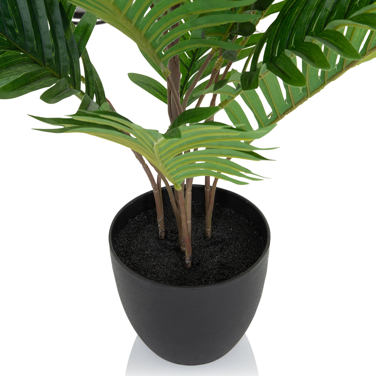 Svart kruka med gröna blad från den Konstgjorda växter ARECA från hjh OFFICE