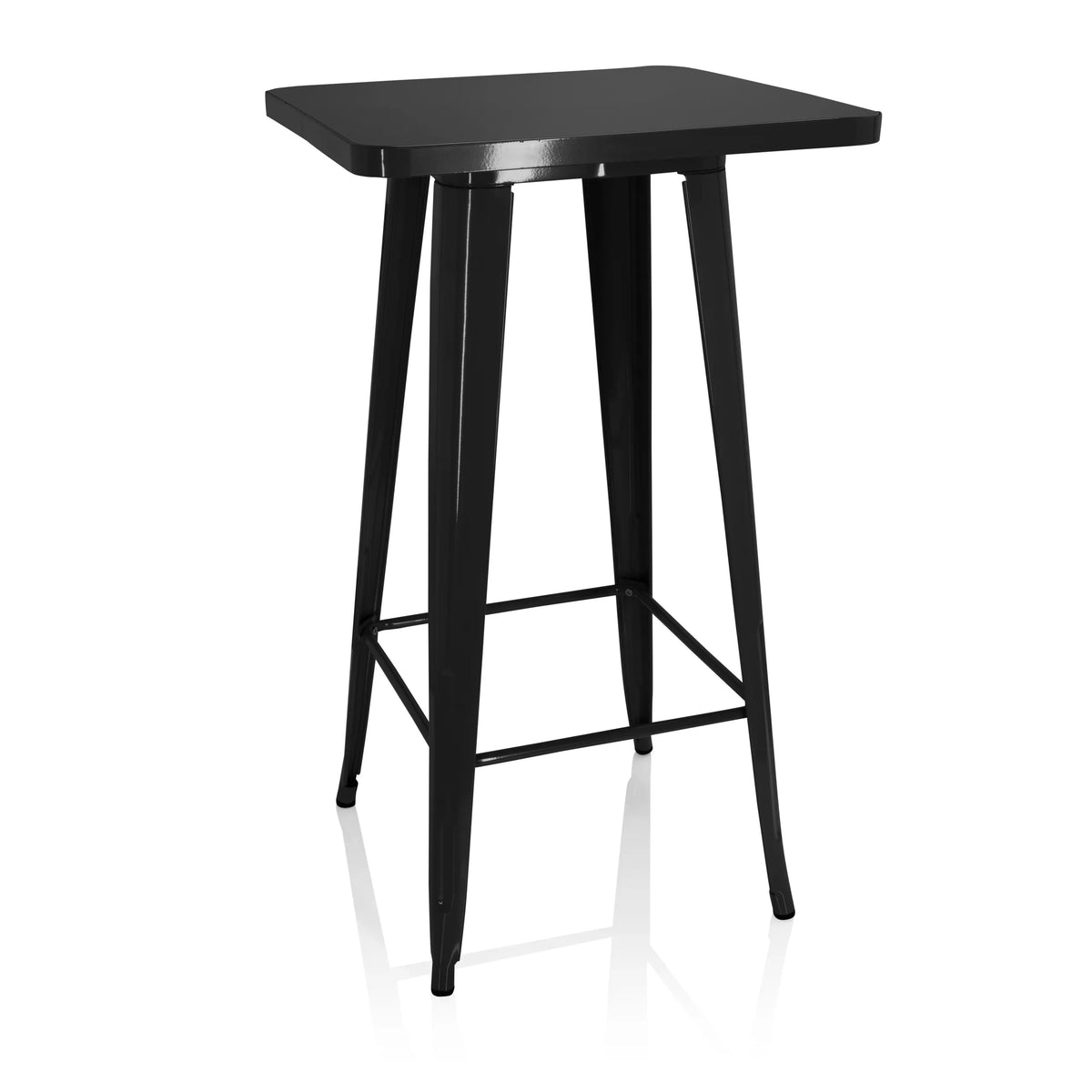 Svart Bardisk VANTAGGIO HIGH T med kvadratisk skiva och två tvärslåar från hjh OFFICE – 360-gradersvy (framifrån 20°)