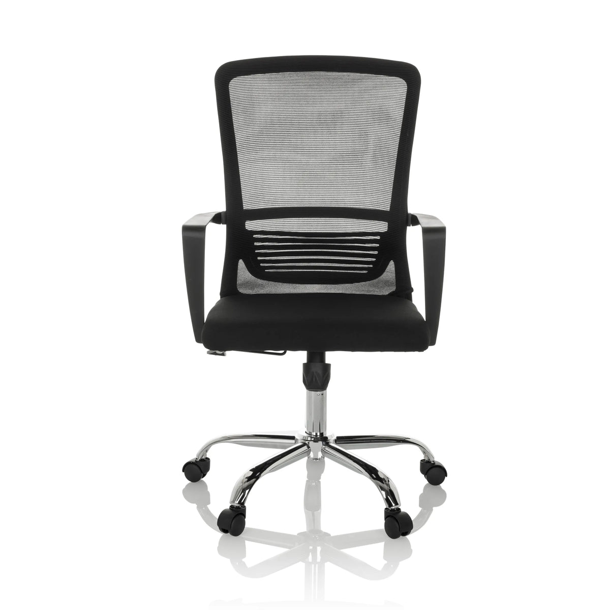 Svart Home Office kontorsstol STAR-TEC S med nätrygg och femhjulig fotkorsbas från hjh OFFICE – 360-gradersvy (framifrån 0°)