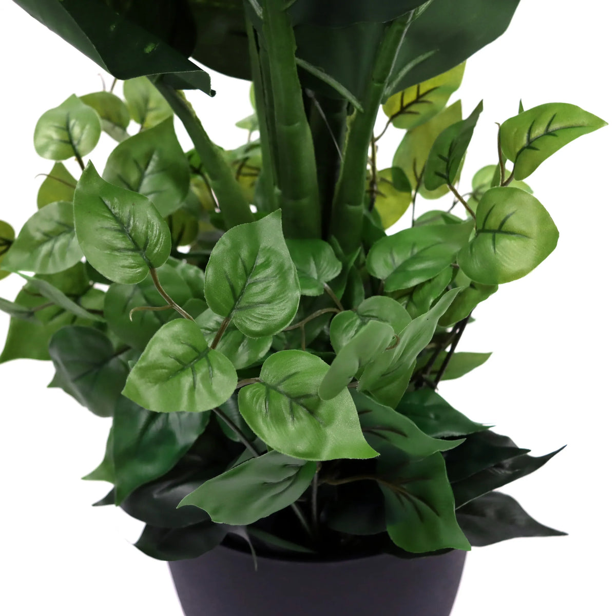 Gröna blad från den konstgjorda växten DIEFFENBACHIA i en svart ytterkruka från hjh OFFICE