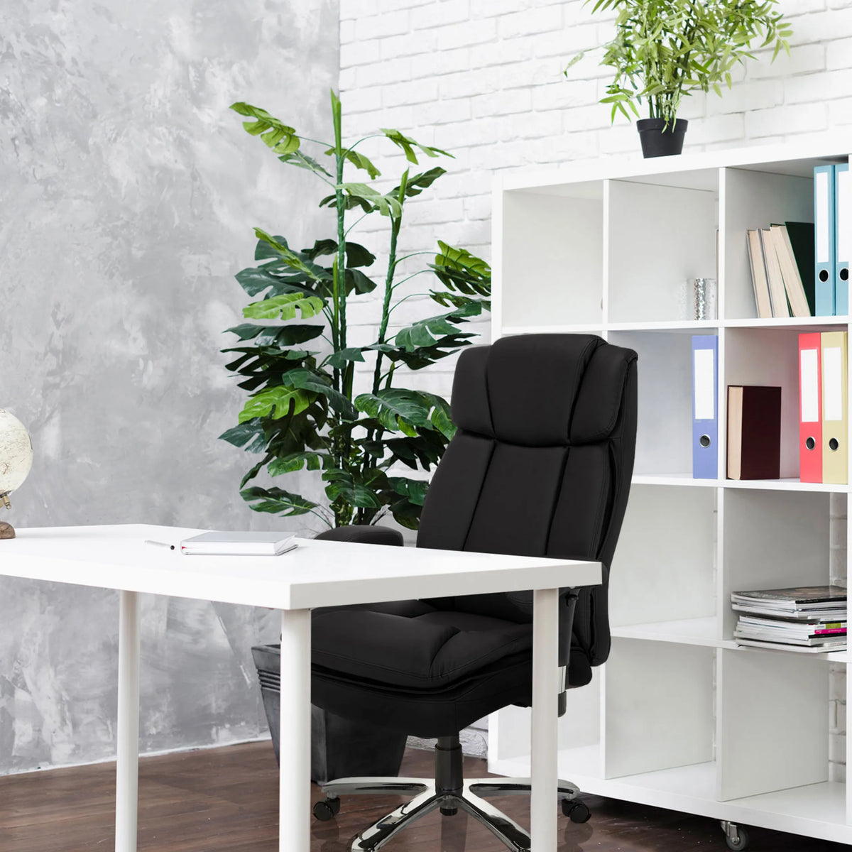 Svart snurrstol BUILDER XXL I med konstläderklädsel och högt ryggstöd från hjh OFFICE
