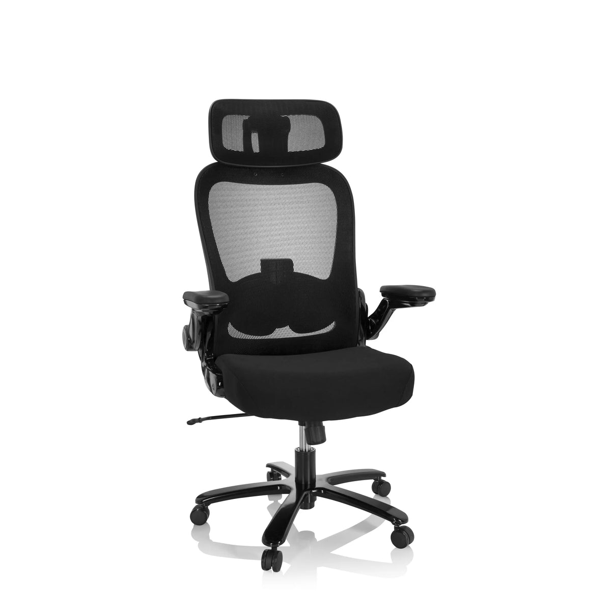 Svart XXL snurrstol INSTRUCTOR SW I PRO med nätrygg, nackstöd och femhjulig fotkorsbas från hjh OFFICE – 360-gradersvy (framifrån 20°)