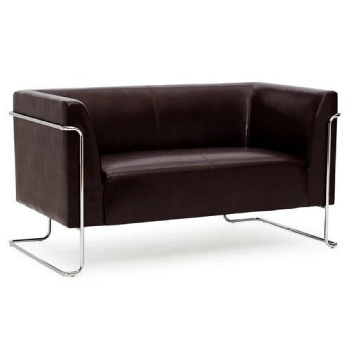 Brun CURACAO loungesoffa som tvåsitssoffa med kromad ram från hjh OFFICE