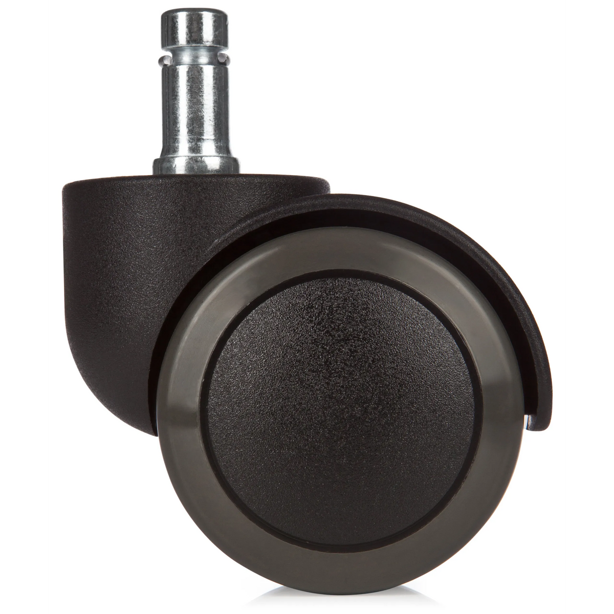 Svarta hjul 5x ROLO 10mm/50mm för hårda golv med metallstift från hjh OFFICE – 360-gradersvy (bakifrån 180°)