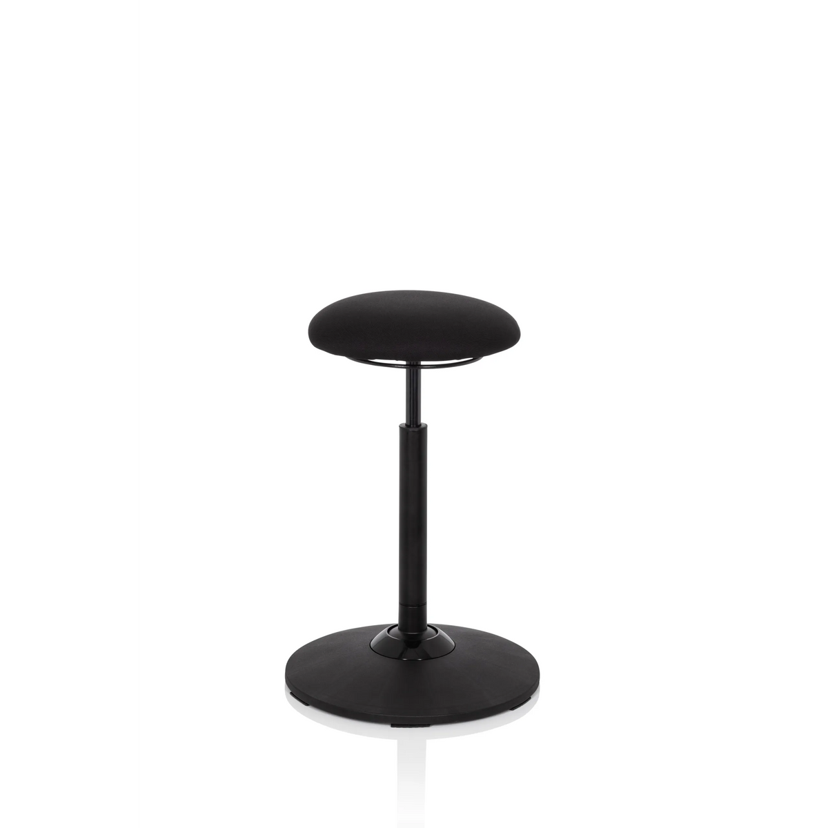 Svart ståstol BALANCE SIT med rund sits och cirkelformad fot från hjh OFFICE – 360-gradersvy (framifrån 0°)