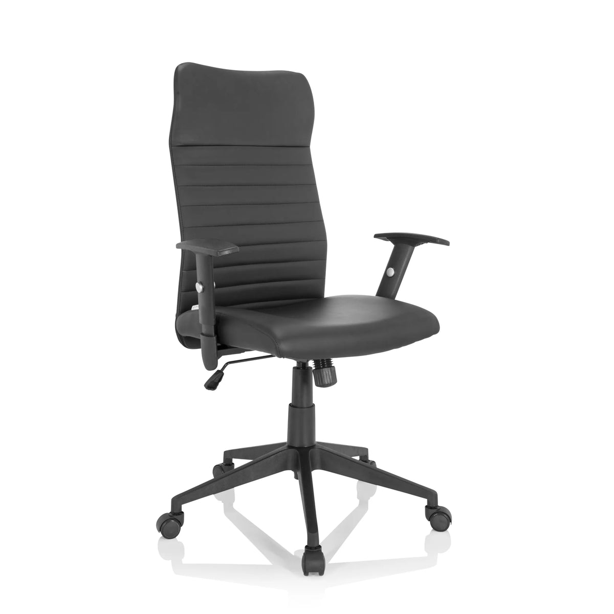 Svart Home Office kontorsstol ARTON 30 med quiltad klädsel och femhjulig fotkorsbas från hjh OFFICE – 360-gradersvy (snett framifrån 40°)