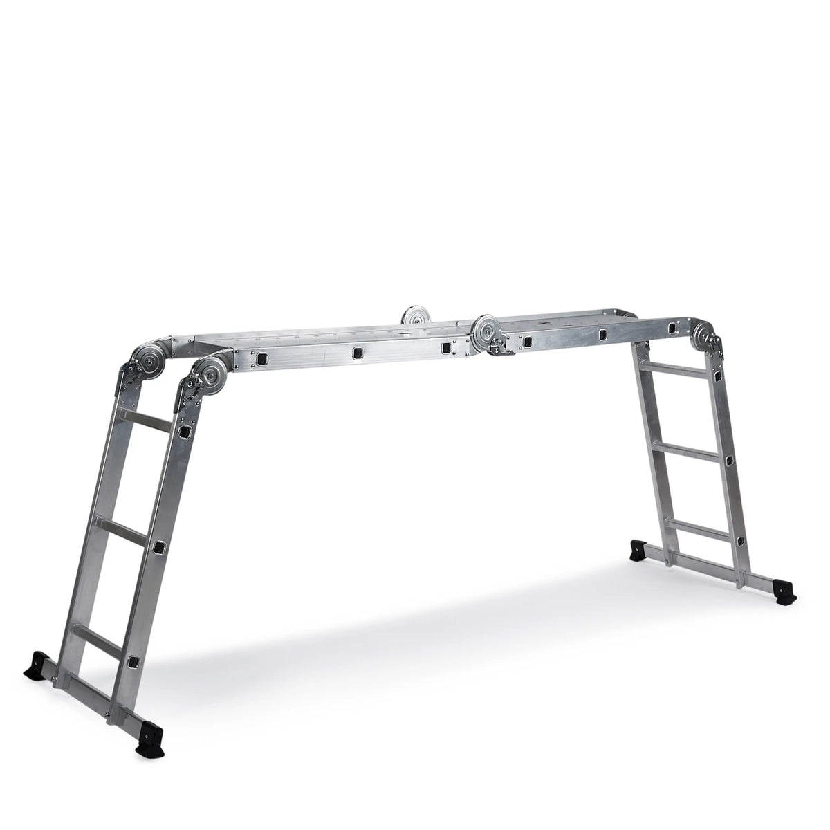 Silverfärgad fällbar stege SOLID W3 i aluminium med tolv steg från hjh OFFICE – 360-gradersvy (sidoprofil 72°)