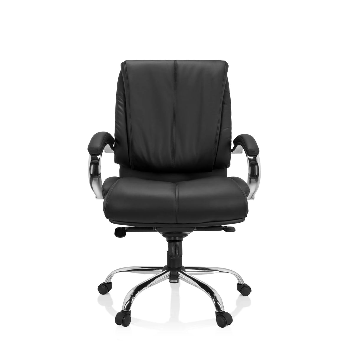 Svart snurrstol XXL H 100 i konstläder med stjärnfot och fem hjul från hjh OFFICE – 360-gradersvy (framifrån 0°)