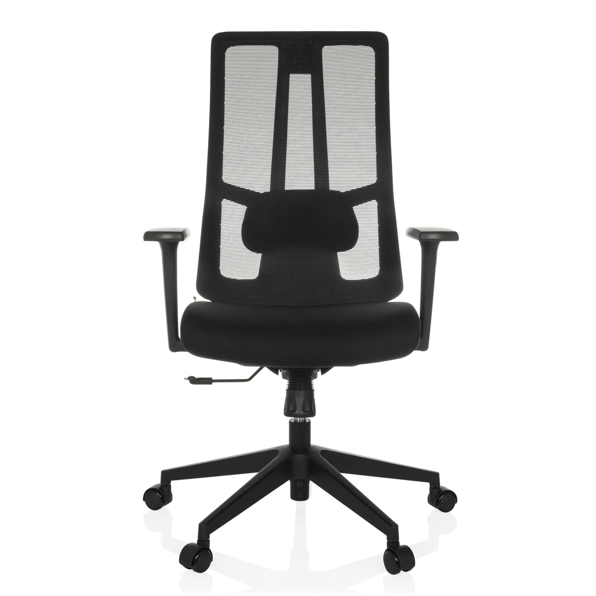Svart Professionell kontorsstol TRAMORE BASE med nätrygg och femkorsfot med hjul från hjh OFFICE – 360-gradersvy (framifrån 0°)