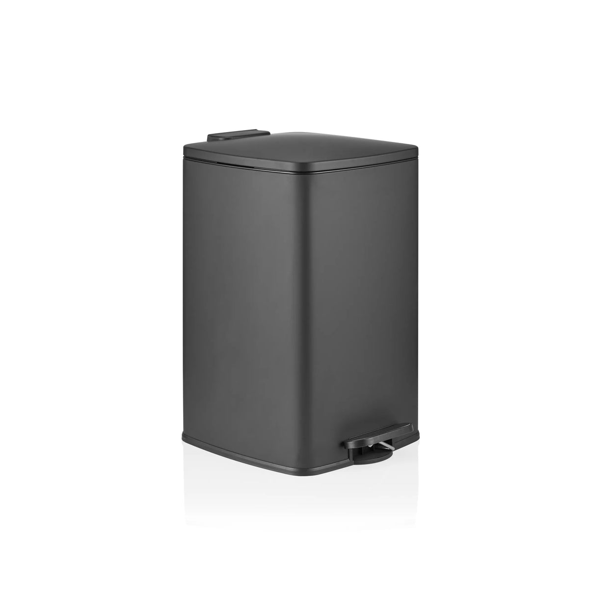 Svart papperskorg Clean Step 3 med lock och fotpedal från hjh OFFICE – 360-gradersvy (snett framifrån 45°)