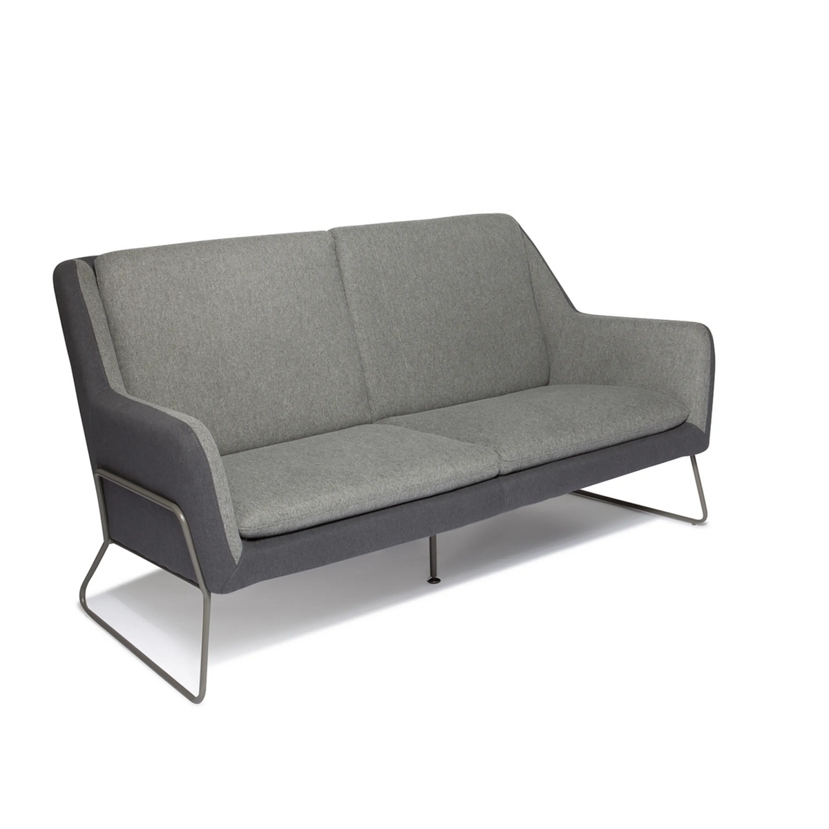 Ljusgrå Loungesoffa LAGUN med mörkgrå detaljer och smala metallben från hjh OFFICE – 360-gradersvy (bakifrån 180°)