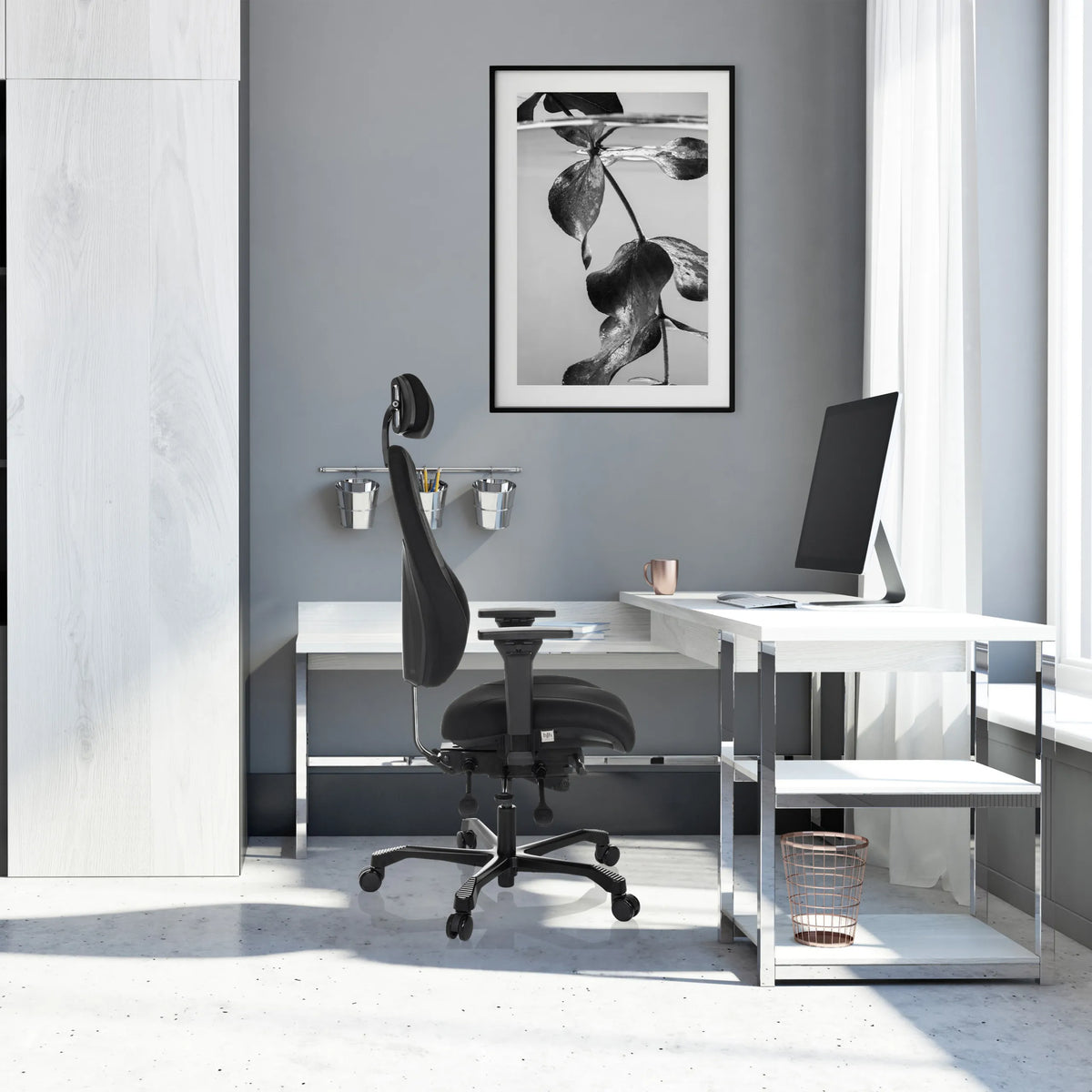 Svart XXL snurrstol 24 HOURS BASIC med nackstöd och tygklädsel från hjh OFFICE