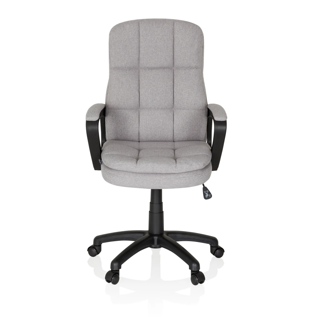 Grå Home Office chefsfåtölj RELAX CX 120 med quiltat överdrag och femhjulig fotkorsbas från MyBuero – 360-gradersvy (framifrån 0°)