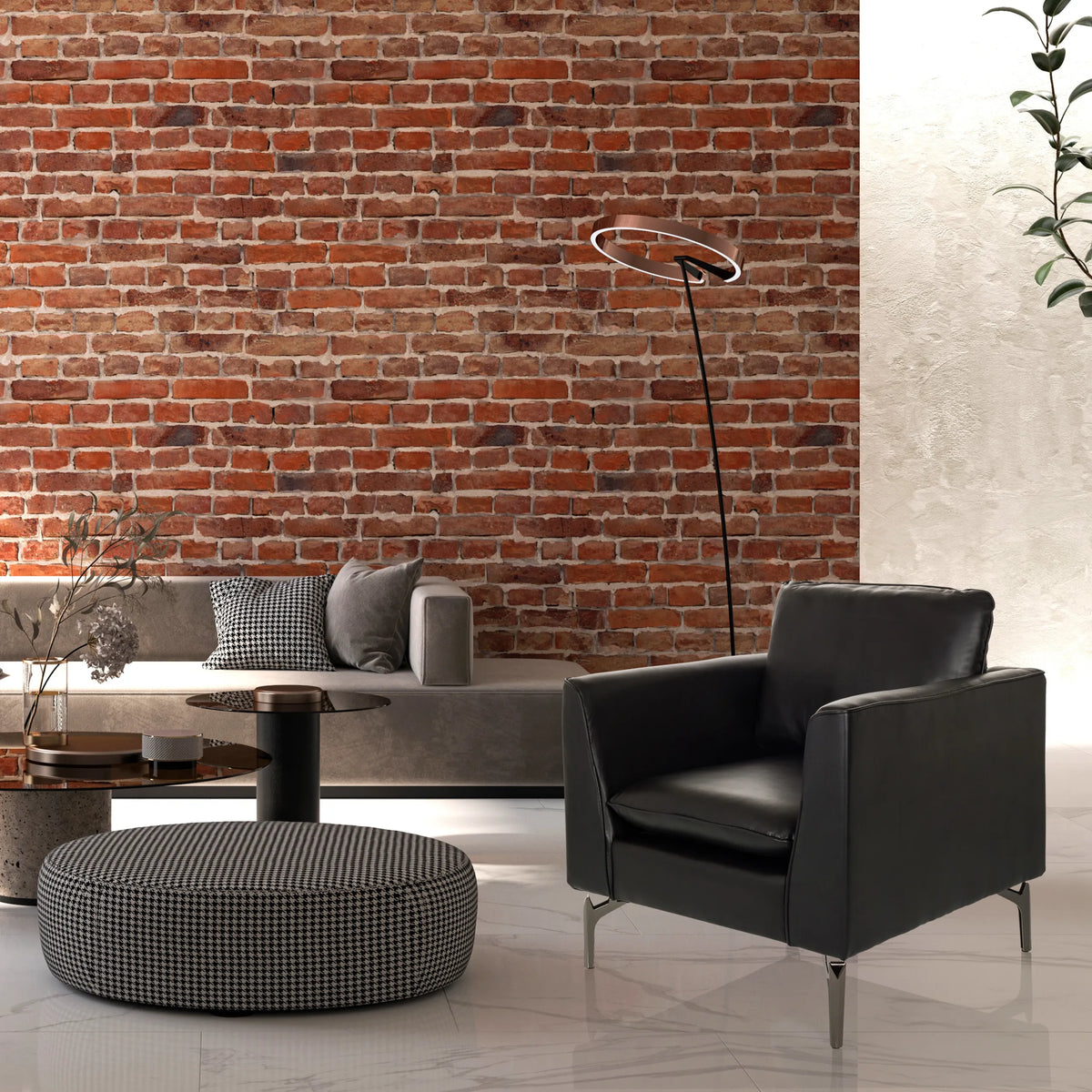 Svart Loungefåtölj BAVERO i konstläder med smala metallben från hjh OFFICE