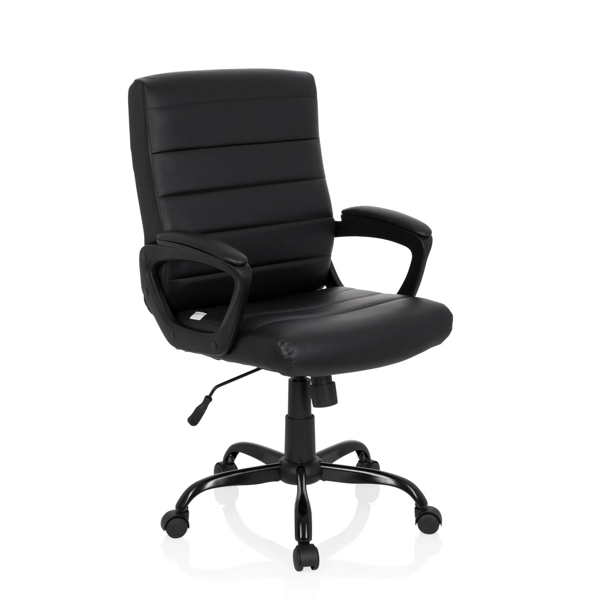 Svart Home Office chefsfåtölj ERGOSMOOTH BIG med quiltad klädsel och femhjulig bas från hjh OFFICE – 360-gradersvy (snett framifrån 40°)