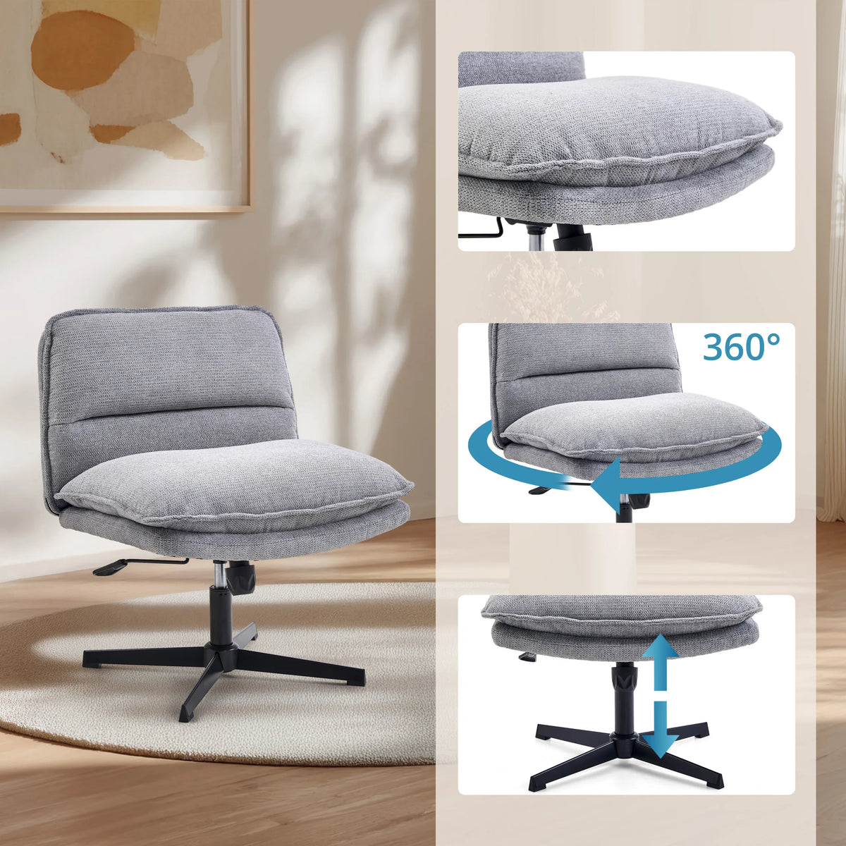 Höjjusterbar och 360 grader roterbar loungefåtölj Criss-Cross 20 i mörkgrått från hjh LIVING