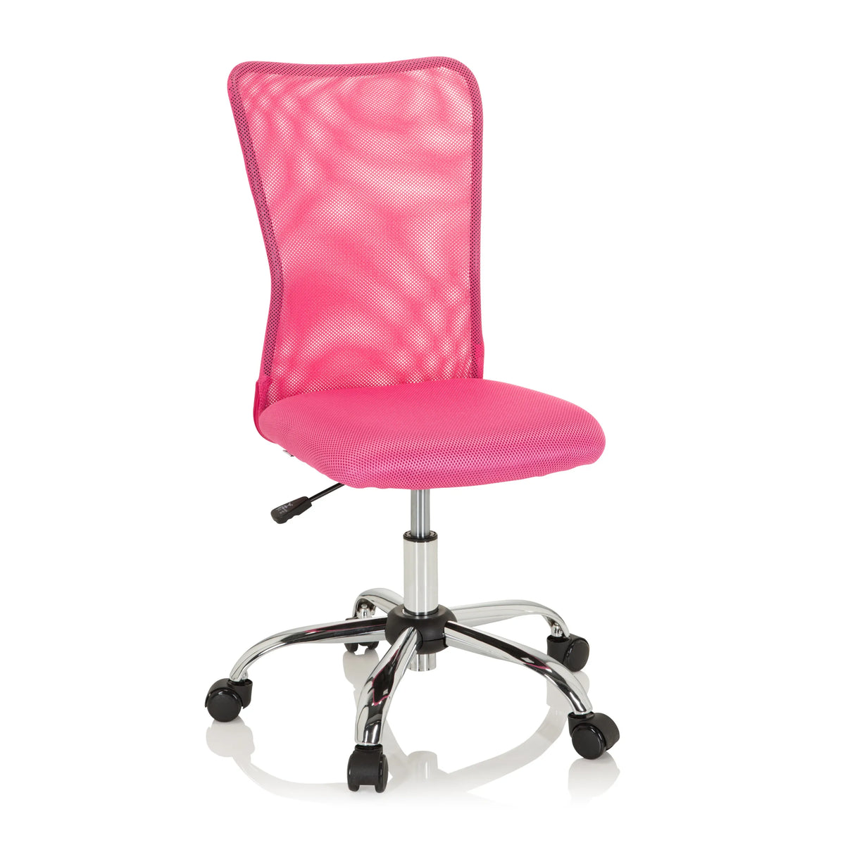 Rosa Snurrstol för barn KIDDY NET I med nätrygg och femhjulig fotkorsbas från hjh OFFICE – 360-gradersvy (framifrån 20°)