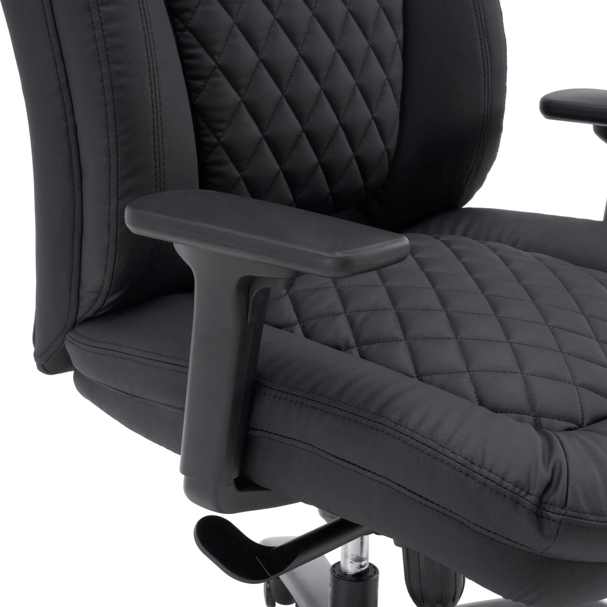 Armstöd och quiltad konstläderklädsel på XXL Pullmann Gen2 snurrstolen i svart från hjh OFFICE