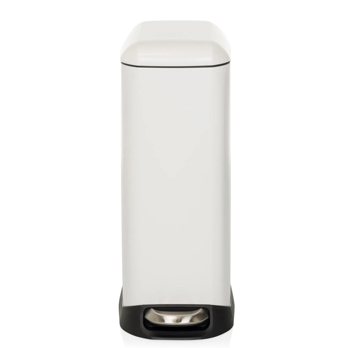 Vit papperskorg CLEAN SLIM med fotpedal och rundat lock från hjh OFFICE – 360-gradersvy (framifrån 0°)