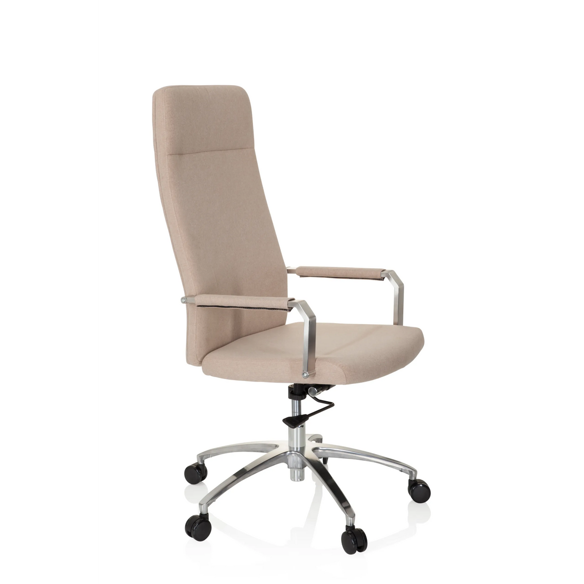 Beige Home Office kontorsstol SARANTO PLUS I med armstöd och femhjulig fotkorsbas från hjh OFFICE – 360-gradersvy (snett framifrån 60°)