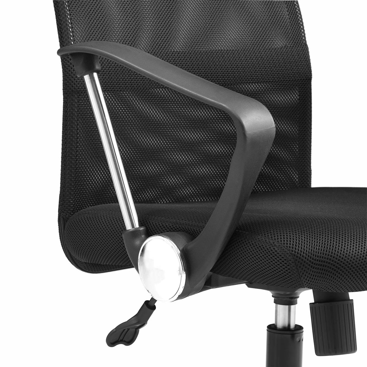 Armstöd med kromstag på PURE NET Home Office chefsfåtölj i svart från hjh OFFICE