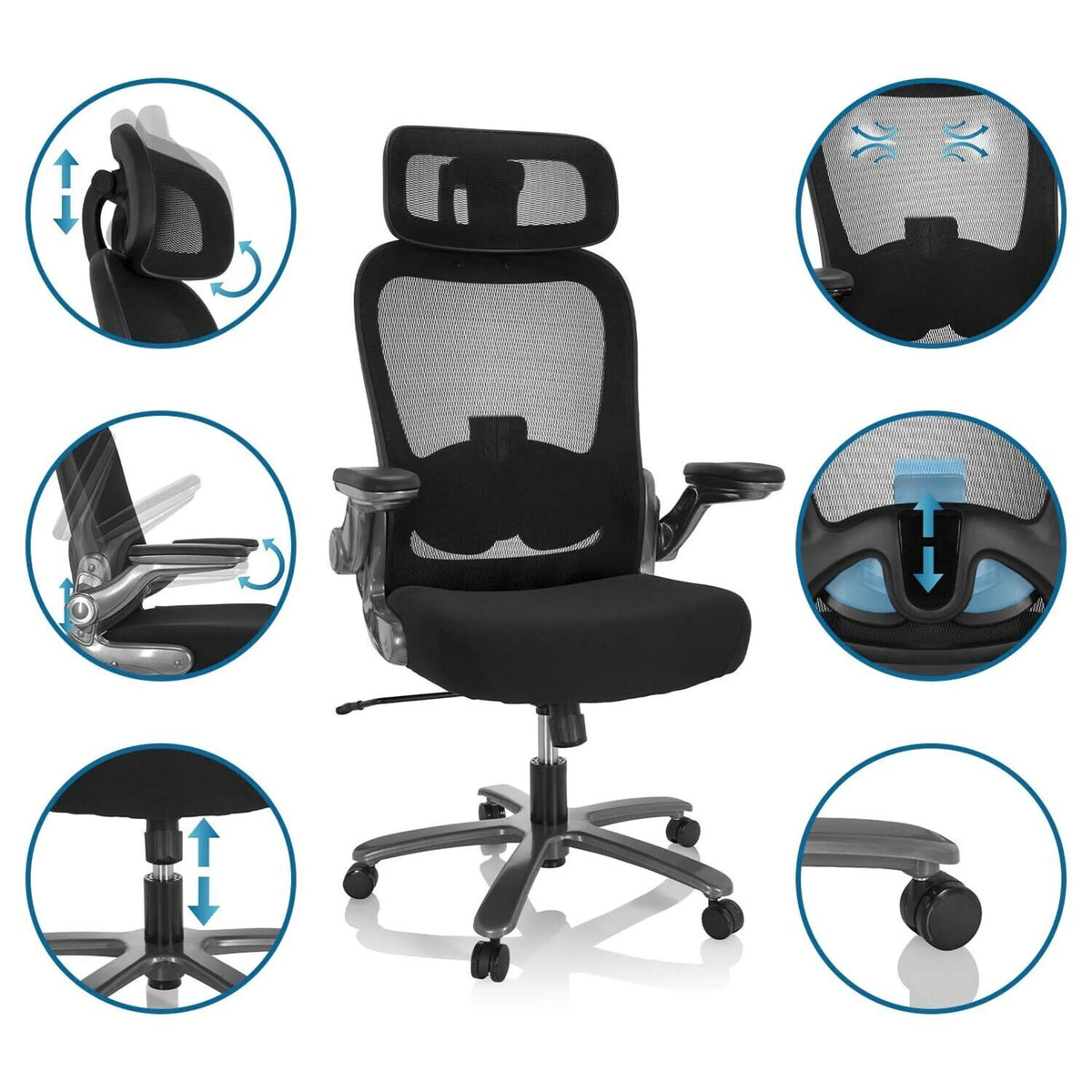 XXL snurrstol INSTRUCTOR T I PRO i svart med nätrygg och olika inställningsmöjligheter från hjh OFFICE