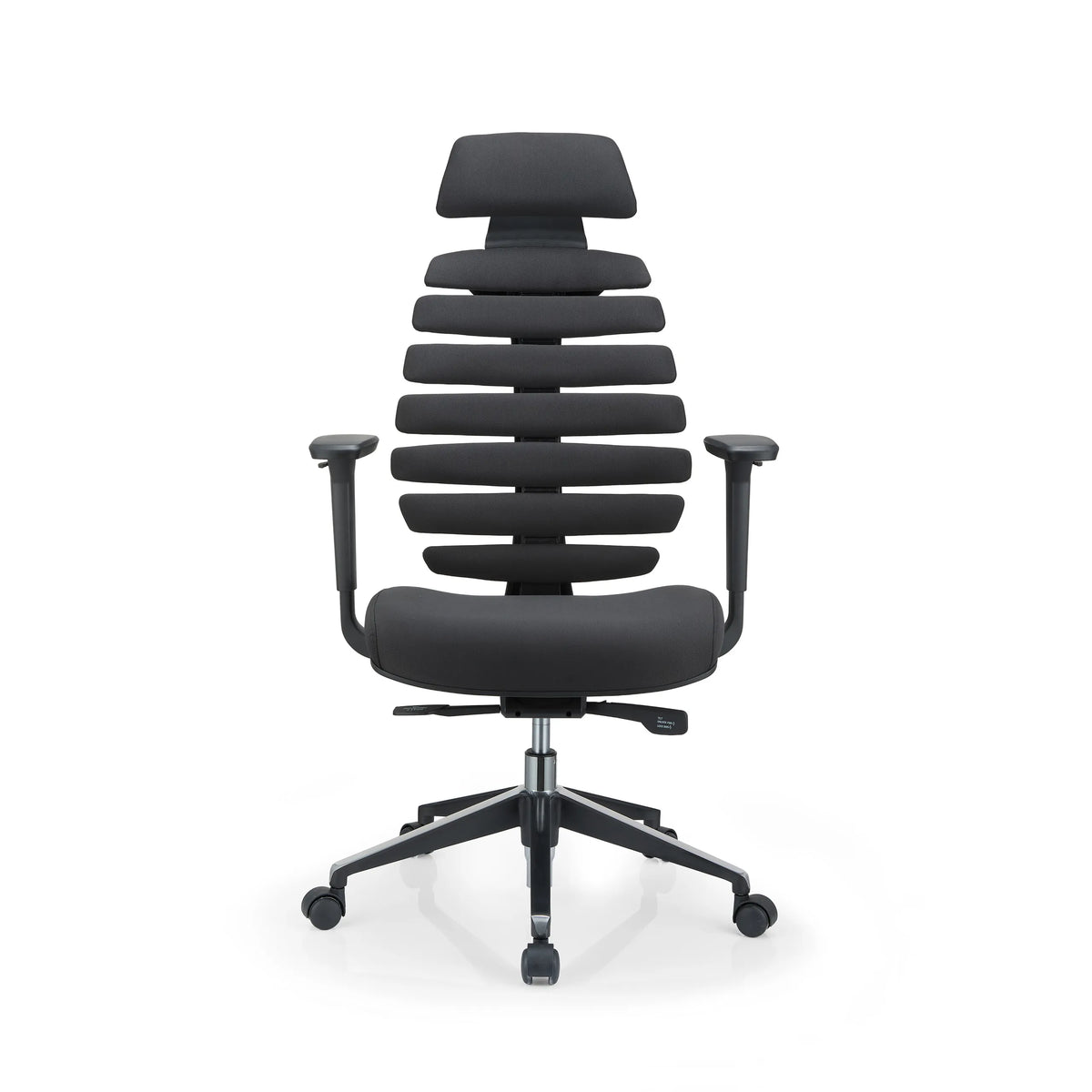 Svart Professionell kontorsstol ERGO LINE II PRO med tygklädsel och femhjuligt fotkors från hjh OFFICE – 360-gradersvy (framifrån 0°)