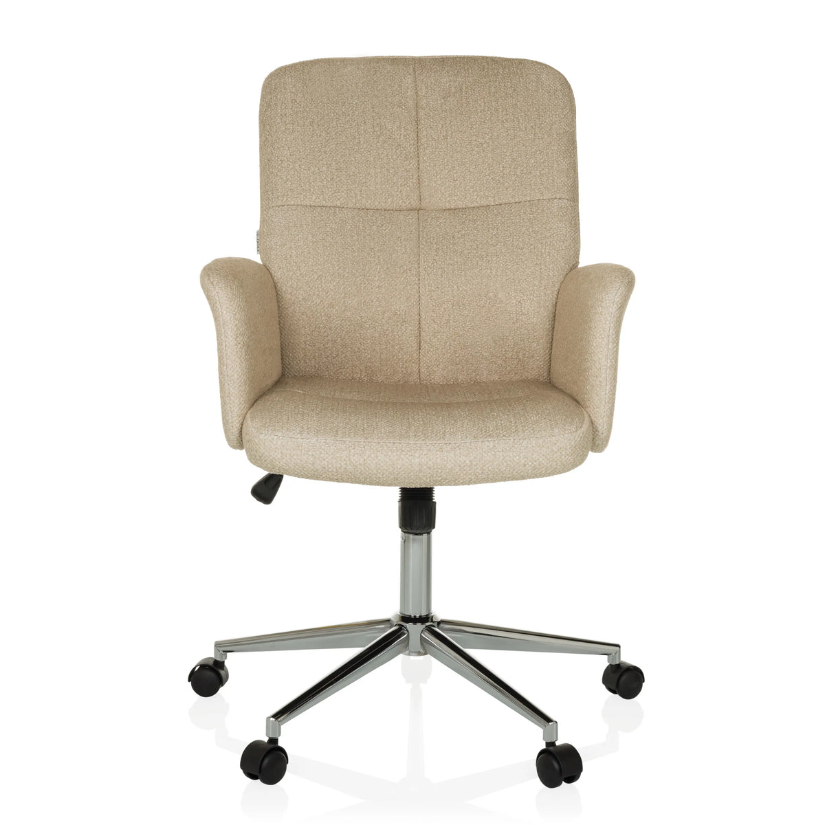 Beige Home Office kontorsstol SOLAO 400 med vadderade armstöd och femhjulig stjärnfot från hjh OFFICE – 360-gradersvy (framifrån 0°)