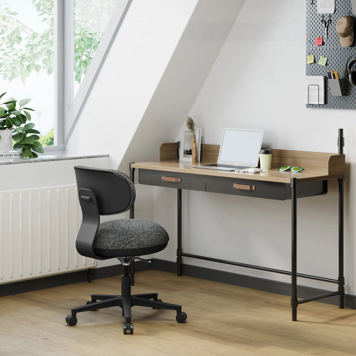 Grå Home Office kontorsstol SITMOTION B med mörkt underrede och hjul från hjh OFFICE