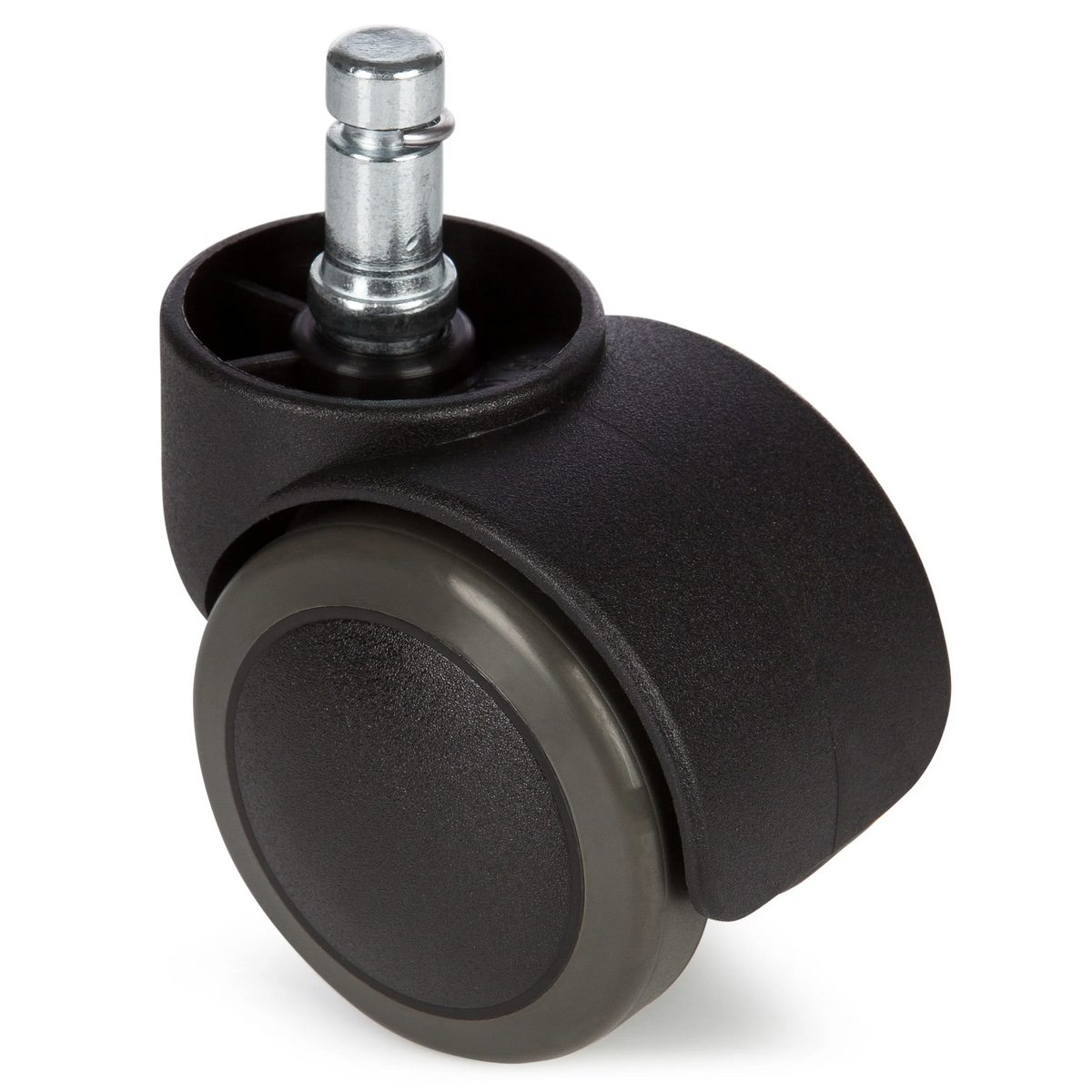 Svarta hjul 5x ROLO 10mm/50mm för hårda golv med metallstift från hjh OFFICE – 360-gradersvy (framifrån 0°)