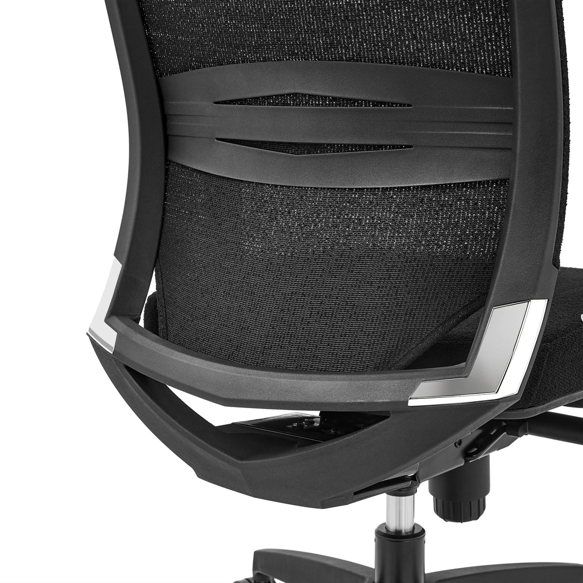 Baksidan av nätryggstödet på Professionell kontorsstol PORTO MAX HIGH I i svart från hjh OFFICE