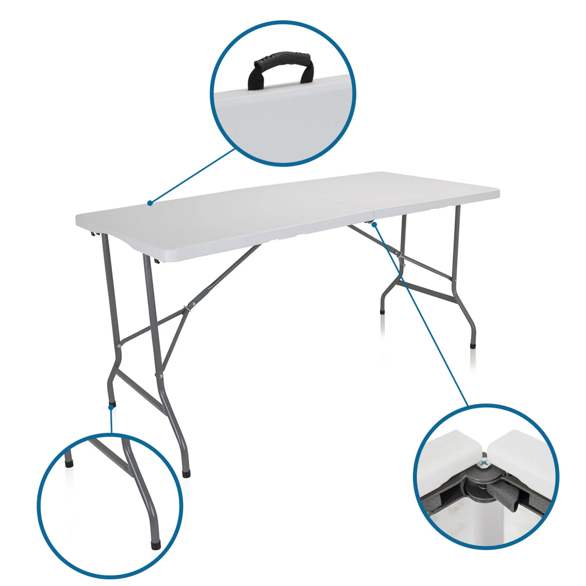 Bärhandtag och leder på det Hopfällbart bord EASY UP MULTI II i vitt från hjh OFFICE